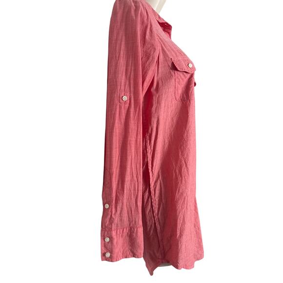 J. Crew Chambray Popover Tunic Shirt Roll Tab Long Sleeve Red Size XS - Picture 6 of 9